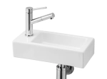 Lave-mains pour toilettes, suspendu et compacte, en céramique blanche, Largeur 36 cm, Profondeur 18 cm, Hauteur 9 cm, Livraison 5-7 jours OFFERTE.